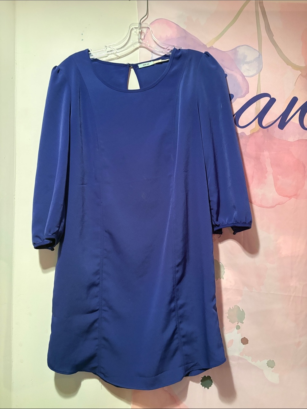 Blue Shift Dress with 3/4 sleeve